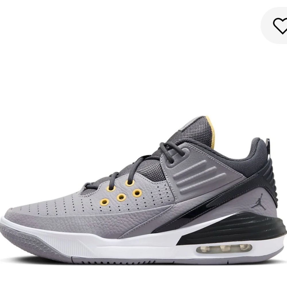 JordanMax Aura 5 Basketball Shoe in Gray with Yellow Accents